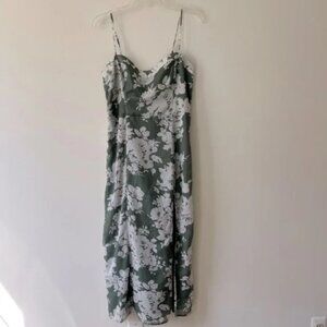 Abercrombie & Fitch Floral Midi Dress Medium Green Wedding Guest